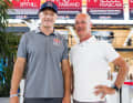 Jimmy Spithill (AUS), CEO del Red Bull Italy SailGP Team e Hans-Peter Steinacher (AUT), CEO di Marina Monfalcone nel centro sportivo.