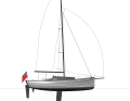 The swivelling keel can be almost completely retracted into the hull. The rudder blade can also be swivelled