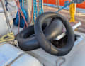 The girl clung to these lorry hoses