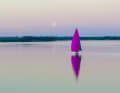 The X-55 "Luft" approaches the yellow buoy in Töre at midsummer night