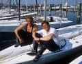 Achim Grise und Michael Marcour auf ihrem Starboot.