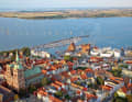 Stralsund with cathedral and the Strelasund