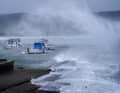 Storm Ciarán swept over the harbour of Goury in Auderville in the English Channel