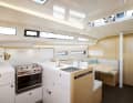 The pantry is set off in colour and space.