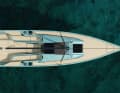 The cockpit is large. The halyards are led onto the sheet winches
