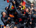 Here the Spaniards celebrate their strategist Nicole Van der Velden