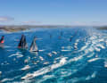 Typische Startszene für das Rolex Sydney Hobart Race, das traditionell am "Boxing Day" (2. Weihnachtstag) startet