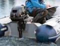 The narrow lid makes the Tohatsu look compact. It is the most powerful engine in the test