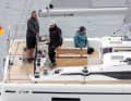 The helmsman has plenty of space. There are two optional cockpit tables