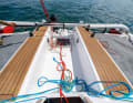 Large surface area: The Tricat 20 has no cockpit coaming. The side trampolines are attached directly to the dikes