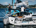 Team Allagrande Mapei Racing kehrte nach dem Sonntagsstart beschädigt ans Dock in Kiel zurück.