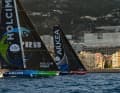 Die Teams auf "Paprec Arkéa" und "Holcim-PRB" – hier beim Nizza-Start – ringen aktuell miteinander um Platz zwei im Ocean Race Europe. Zwei Proteste betreffen ihre Positionen bei den frühen Wertungstoren auf Etappe drei und vier.