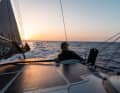 The future skipper Frankie Clapcich at the helm.