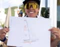 Here Francesca Clapcich has already painted what "Malizia" will look like as "11th Hour Racing" in the future during the Boka Bay week of the Ocean Race Europe...