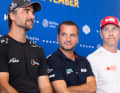 In the final race, they are opponents in the battle for fourth place: "Allagrande Mapei" skipper Ambrogio Beccaria (centre) and Boris Herrmann. From the right, Team Canada's skipper Scott Shawyer looks a little wistful.