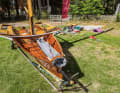 The planing dinghy is a real eye-catcher. It was designed into the class rules