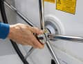 Lock before reversing in the harbour:  The rudder only gets in the way, steering is by motor