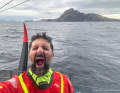 Yoann Richomme shouts out his joy at his success off Cape Horn.