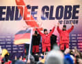 The German flags also flew in the harbour that day, while Sam Davies and Boris Herrmann were celebrated.