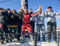 "Coup de Puce"-Skipper Manuel Cousin mit seinem Team.