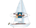 Le yacht le plus lourd avec le plus faible tirant d'eau, et le plus étroit en proportion. Le ballast est donc élevé et le poids aussi.