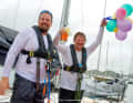 With welcome balloons from Rasmus Töpsch's parents and a good mood at the finish harbour...