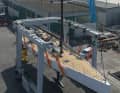 The Wally 101 was suspended from the crane at just 55 tonnes - the result of the sandwich construction in negative form and with carbon prepregs