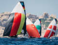 Schönes Segelspiel in der olympischen 49er-FX-Flotte