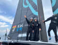 Julian Hoffmann, Jesse Lindstädt and Tom Heinrich preparing for races in the Youth America's Cup