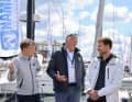Lennart Burke and Melwin Fink at the Ancora Yacht Festival in Neustadt in conversation with Heiko Zimmermann, founder of the In-Water boat show.