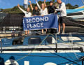 Im Kampf um den Sieg auf Etappe drei knapp von Team Biotherm geschlagen, aber trotzdem stolz: Team Holcim-PRB in Nizza.