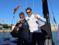 Haben Bock, wollen gewinnen: Lennart Burke und Melwin Fink vor dem Start zur ersten Globe40-Etappe von Cádiz nach Mindelo.