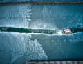 Ice covers the Maasholm marina. The sea rescue boat makes its way into the harbour. The harbour froze over again during the night