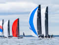 Den beiden neuen XR41-Yachten bei der MaiOR-Regatta ins Heck geschaut. Außen segelt Jens Kuphals "Exciter", neben ihr die dänische "Formula X".