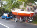 On the road: the owner trailers the 6.50 metre boat from Salzgitter to the starting port for the trip