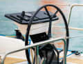 There is plenty of room for instruments and the bow thruster joystick on the steering column