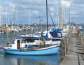 Tranquil: A boardwalk leads from the ferry dock to the marina, which consists of two jetties
