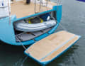 The storage space in the stern has room for toys and a dinghy behind the bathing hatch