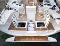 Large stowage spaces aft keep everything organised. The life raft is easily accessible