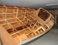 The delicately constructed boat is stiffened with various sawn-out frame frames