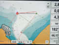 Starting line function with approach courses. The red line indicates which side is favoured for the current wind direction