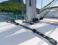 The self-tacking jib is supplied ex shipyard. The aluminium furling mast is on deck
