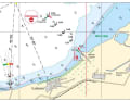 Die neue LNG-Reede Lubmin westlich der Ansteuerung des Hafens von Lubmin. Koordinaten: 54° 10,50‘ N 013° 35,70‘ E