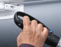 The handle sits comfortably in the hand, but the throttle position must be held permanently