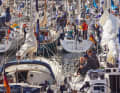 Heligoland harbour every year during the North Sea Week, the basin is occupied by the numerous participating yachts. During the day, the crews sail around the red rock, and in the evening, the party goes wild