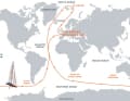 Die aktuelle Route führt um Spitzbergen herum, bevor es den Atlantik hinab und um die Welt geht