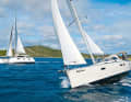 Sailing yacht and catamaran in Croatian waters. The Adriatic is one of the most popular sailing areas in the Mediterranean