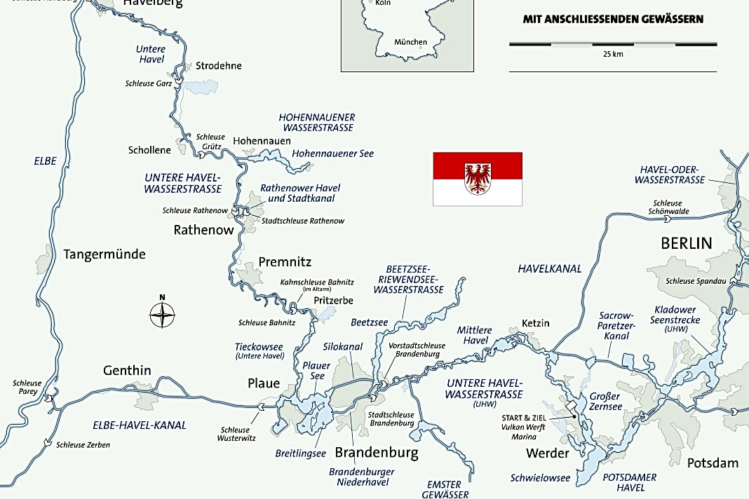 Karte der Unteren Havel-Wasserstraße.