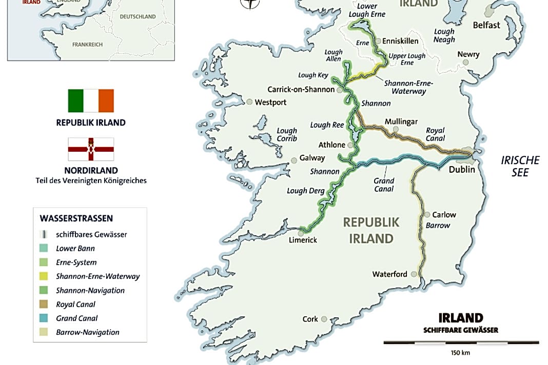 Irlands schiffbare Wasserstraßen im Überblick