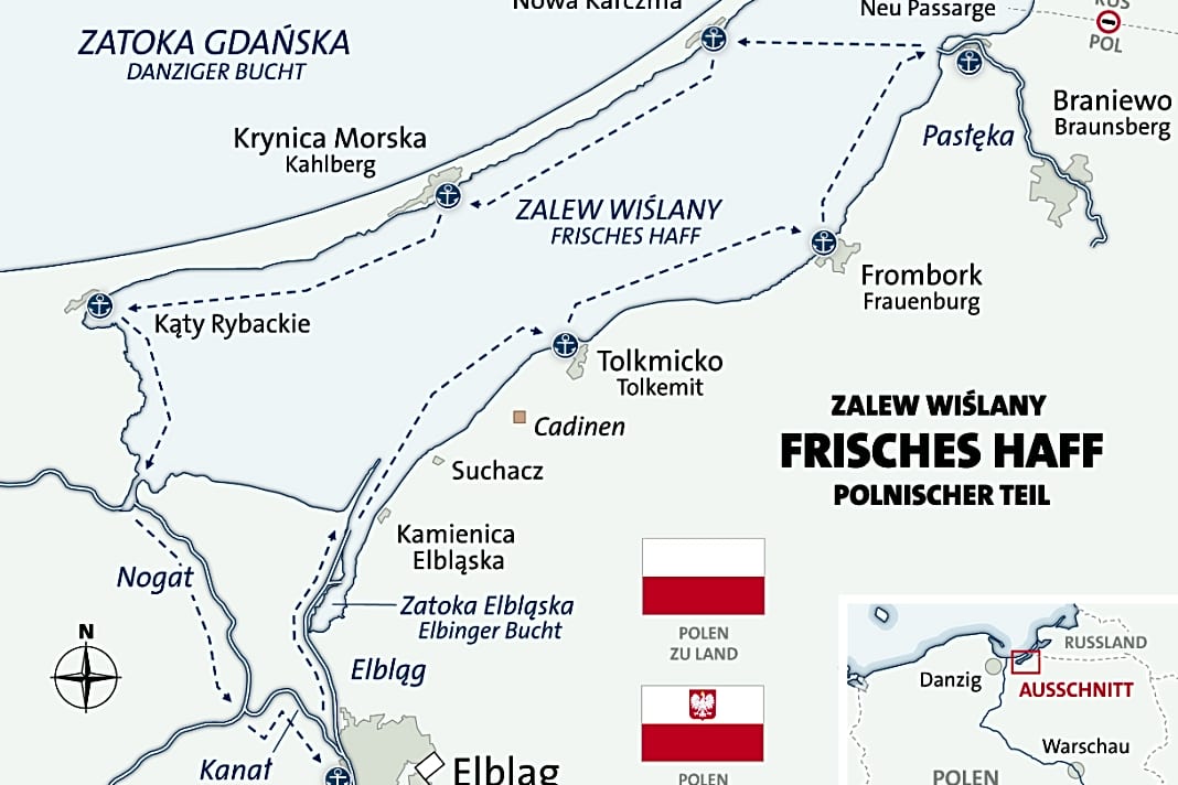 Polens Norden: Mit dem Charterboot auf dem Frischen Haff unterwegs.